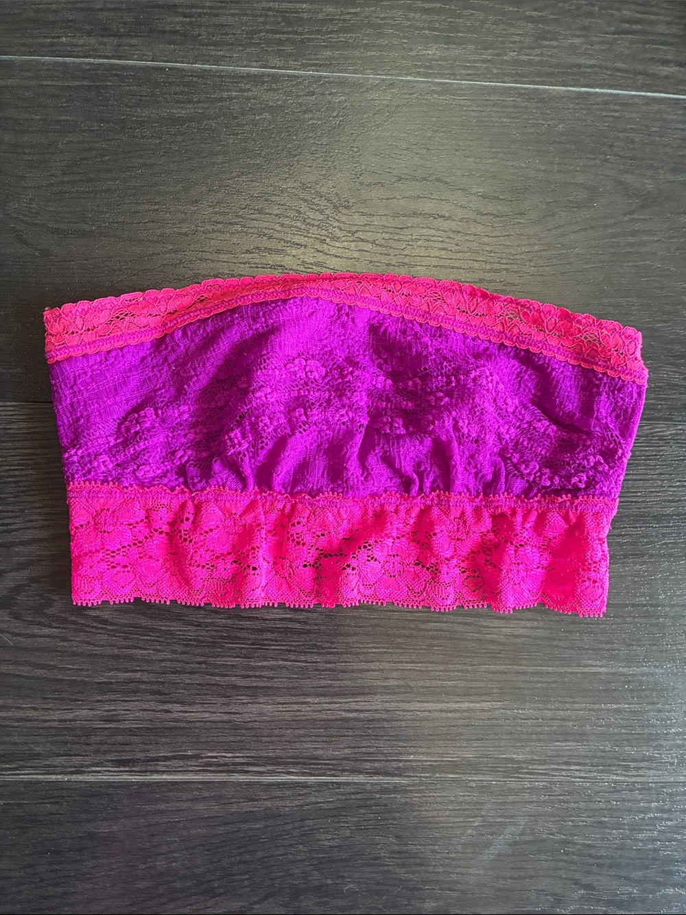 Free People Two-Tone Lace Bandeau - Magenta & Hot Pink